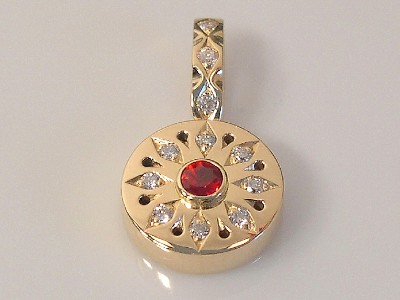 Red Sapphire Snowflake Pendant